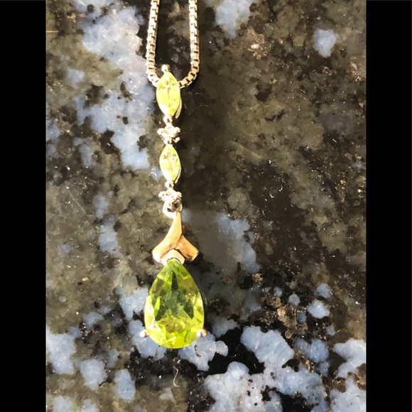 peridot and diamond gold 925 necklace